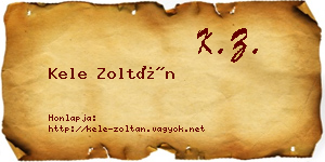 Kele Zoltán névjegykártya
